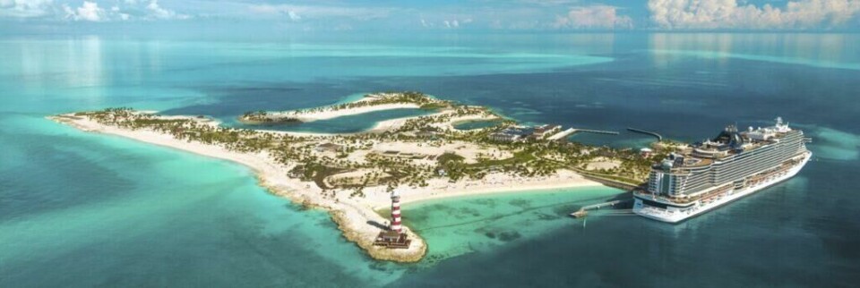 Vi gir deg en utfyllende guide på cruise i Karibia. (Foto: Apollo) Bilde av et cruise i Karibia som ligger ved Ocean Cay – MSC Marine Reserve. Vi svarer på spørsmål som Hvor er Karibia, Nåer er det best å reise på cruise i Karibia, Hva er beste cruise i Karibia, Hvilken øy i Karibia er best.