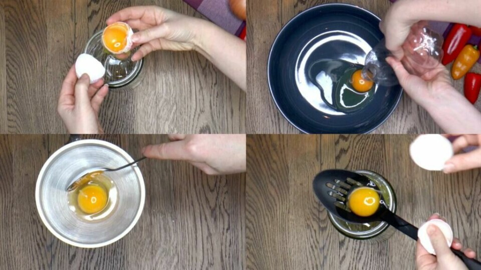 Enkle metoder for å skille egg med redskaper du har hjemme. (Foto: Miriam Schjetlein)
