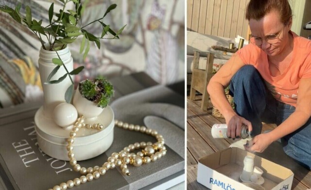 Gi nytt liv til hverdagslige ting med en kreativ DIY-vase laget av en tom deodorantbeholder og en gammel metallboks. (Foto: Lise Wolden)