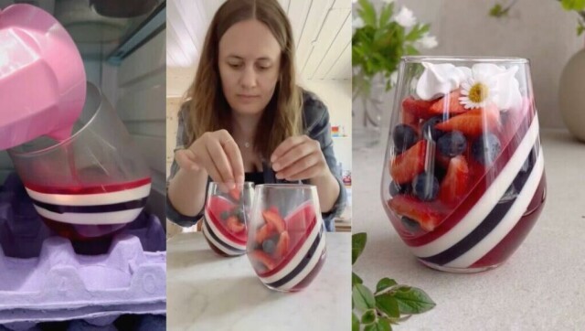 17. mai dessert i norges farger. (Foto: Helle Ørbeck)
