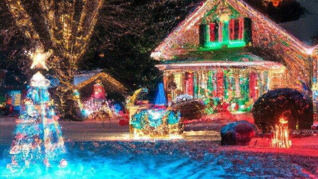 Drømmer du om en skikkelig fargerik og lysende juletid? Vi har funnet det beste julelyset til utebruk! (Foto: Generert med OpenAI)