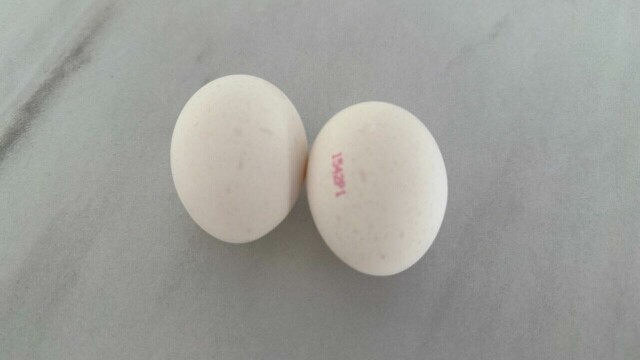 To vakre egg: et med stempel og et uten stempel
