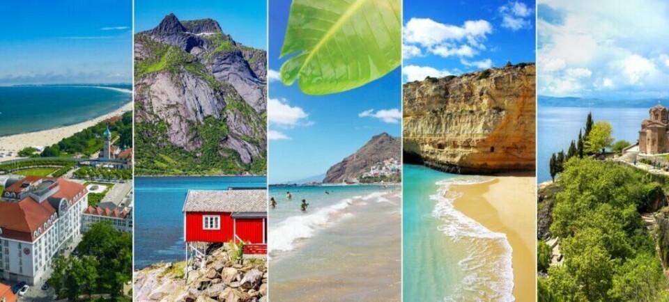 Unngå hetebølgene i Middelhavet ved å legge ferien til en av disse destinasjonene i sommer. (Foto: Colourbox) Bildet viser en collage av fem forskjellige destinasjoner i Europa, som illustrerer vakre landskap og feriesteder som inkluderer (fra venstre) Sopot i Polen, Lofoten i Norge, Tenerife blant Kanariøyene, Algarvekysten i Portugal og Nord-Makedonia. Hetebølger herjer i Europa, spesielt langs Middelhavet. Land som Hellas, Kypros og Tyrkia opplever ekstremvarme med temperaturer opp mot 40 grader. Vi gir deg alternative destinasjoner hvor du er mindre utsatt for ekstreme temperaturer. Reis til Sopot i Polen, Nord-Makedonia, Algarvekysten, Kanariøyene eller på norgesferie i år.