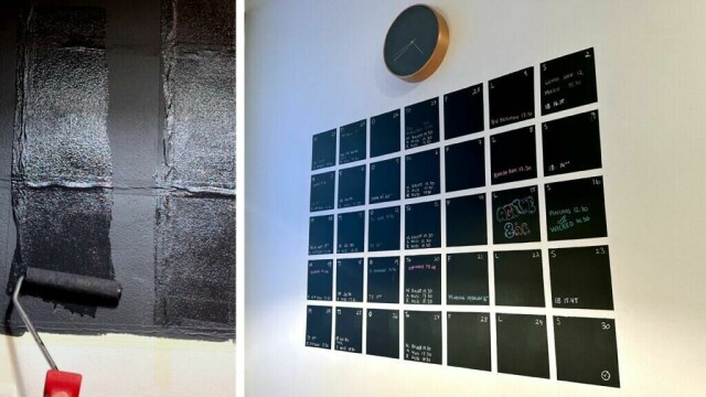 Lag en praktisk kalender med tavlemaling på veggen for enkel planlegging av hverdagen. (Foto: Miriam Schjetlein/Kreative Ideer)