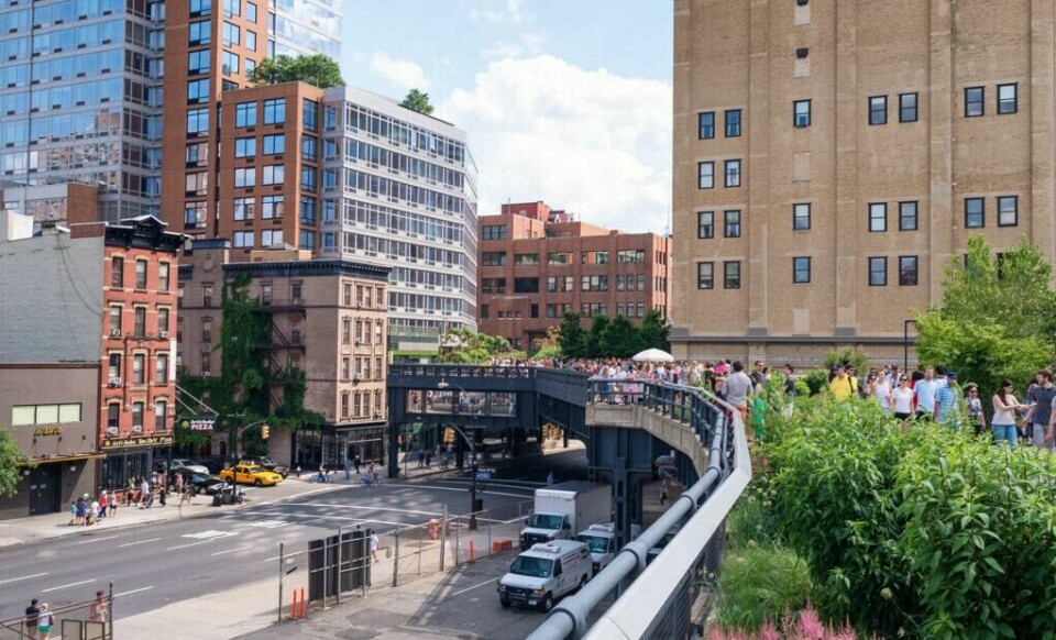 High Line City Park ligger I nærheten av Chelsea på Manhattan. Det er en gammel T-banelinje som er gjort om til park, og er svrært populært både hos lokalbefolkningen og tilreisende turister. (Foto: Colourbox) high line city park I Chelsea er en gammel t-banebro som er er blitt omgjort til park