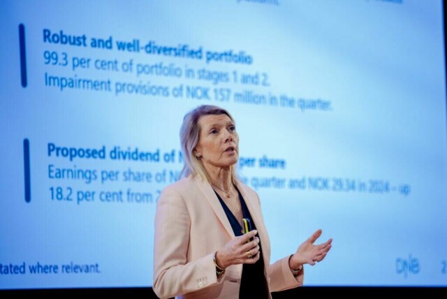 Oslo 20250205. Konsernsjef Kjerstin Braathen under DNBs presentasjon av resultatet for 4. kvartal 2024.Foto: Stian Lysberg Solum / NTB