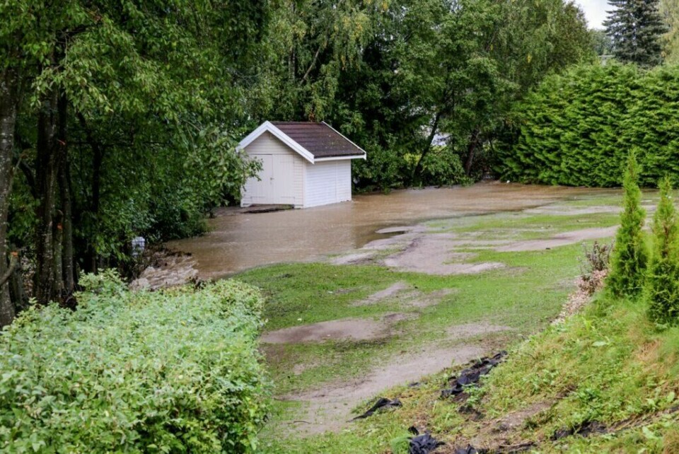 Klimaendringer fører til stadig flere bilder som dette, tatt etter kraftig regnvær i Brummundal. (Foto: Geir Olsen / NTB)