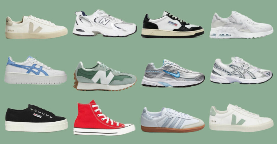 Utvalget av sneakers til dame er stort og variert. Her er noen av de mest populære til våren 2024. Vi har samlet de mest populære modellene fra merker som Adidas, Converse, New Balance og Asics. (Foto: Startsiden) På bilde ser du 12 ulike sneakers til dame som er populære våren 2024. På bilde ser du sneakers og vårsko fra merkser som Nike, Adidas, Convers, Superga og Asics.
