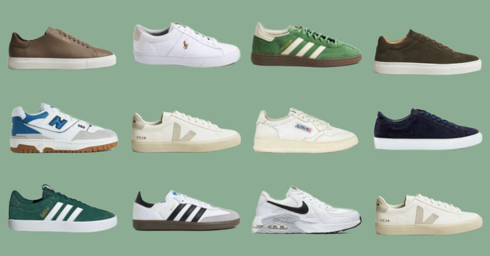 Sneakers-utvalget til herre er stort. Her kan du se noen av de mest populære modellene hvor du blant annet finner merker som Adidas, Nike, New Balace, Polo Ralph Lauren og Veja. (Foto: Startsiden) bilde av 12 ulike modeller av sneakers til herre som er populære i 2024. Her kan du finne vårsko som passer til deg.